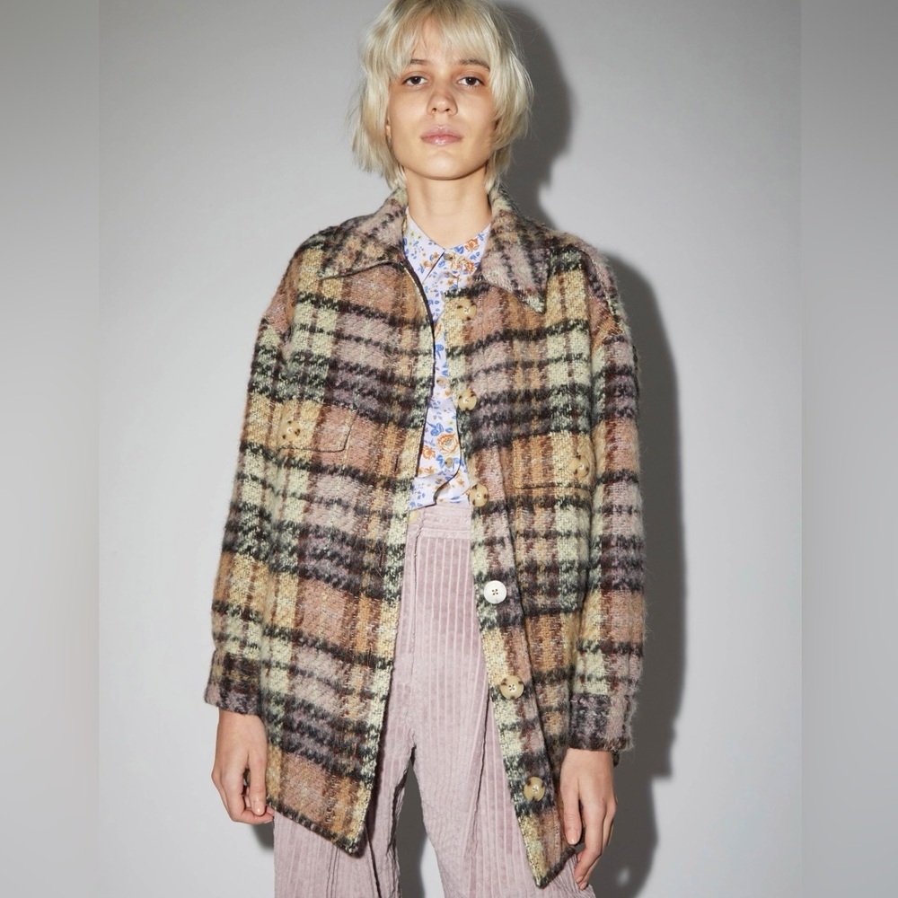 No. 6 Wilson Jacket in Stone and Lilac Check, L/XL, Brand size 3